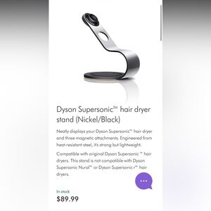 Dyson Supersonic Hair Dryer Stand in Nickel and Black
